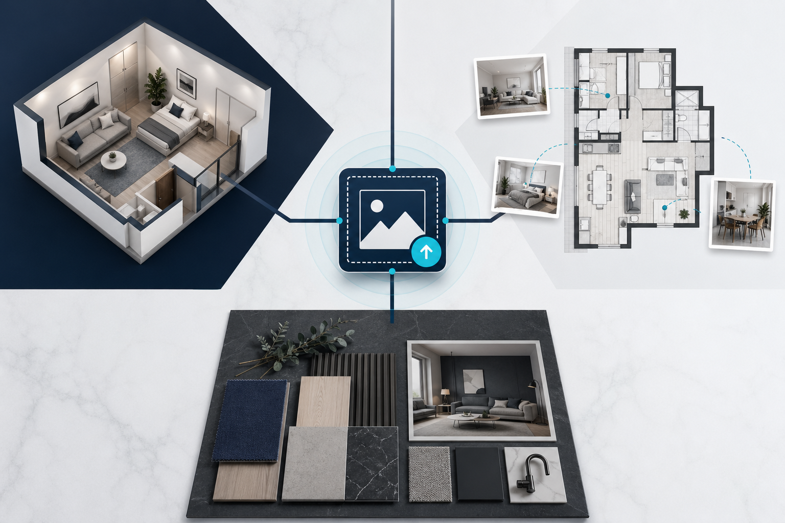 用途別に分かれるAIインテリア選択の分岐図