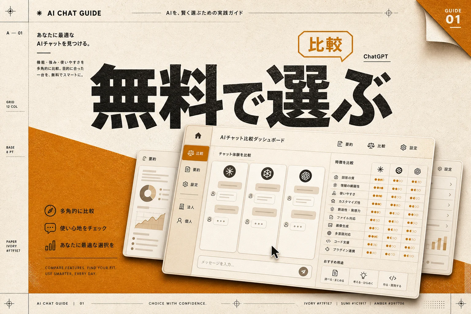 AIチャットサイトを無料で使い倒す比較ガイド｜個人・法人の選び方 (2026年版)
