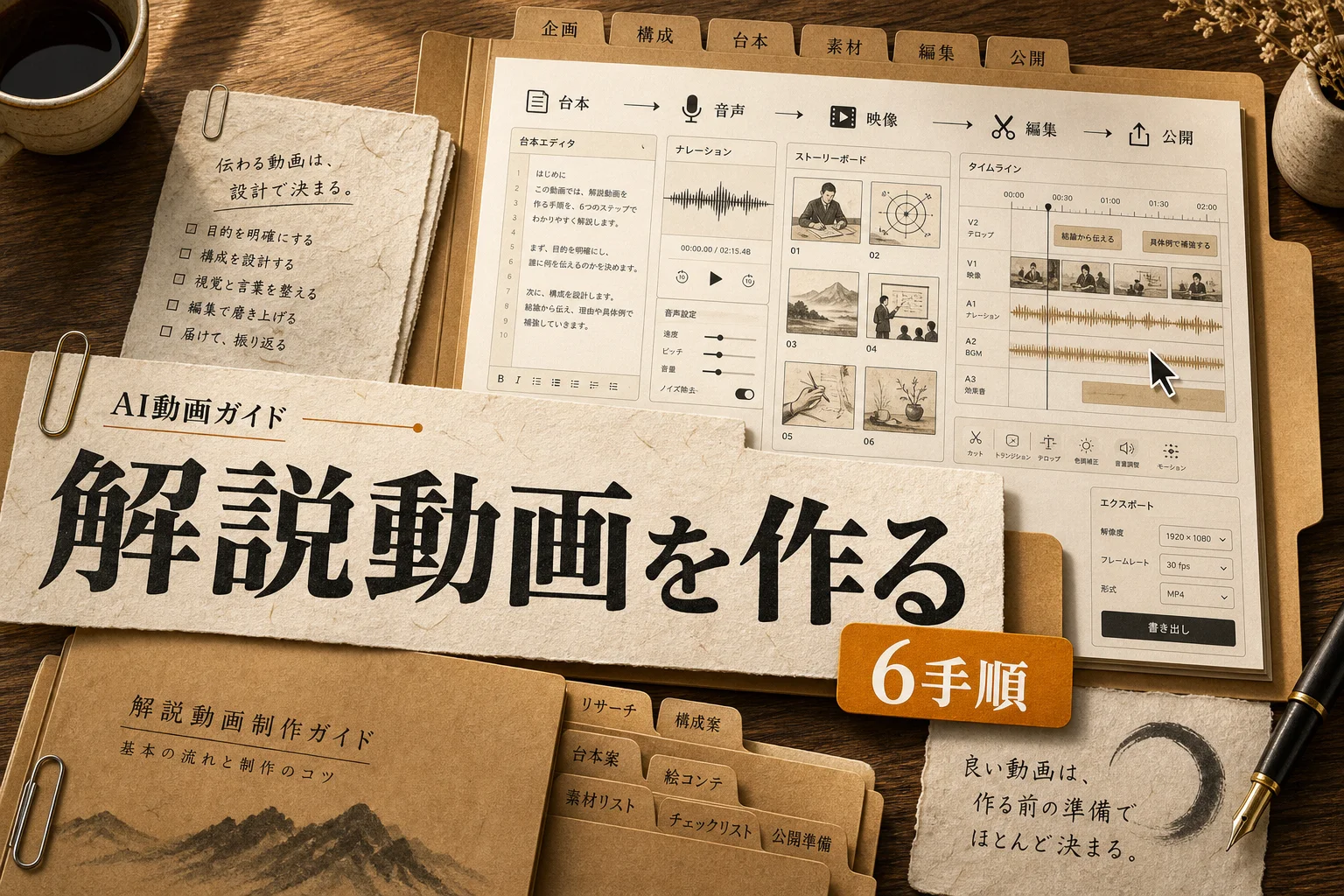 解説動画のAIでの作り方｜台本・音声・映像の全手順とおすすめツール (2026年版)