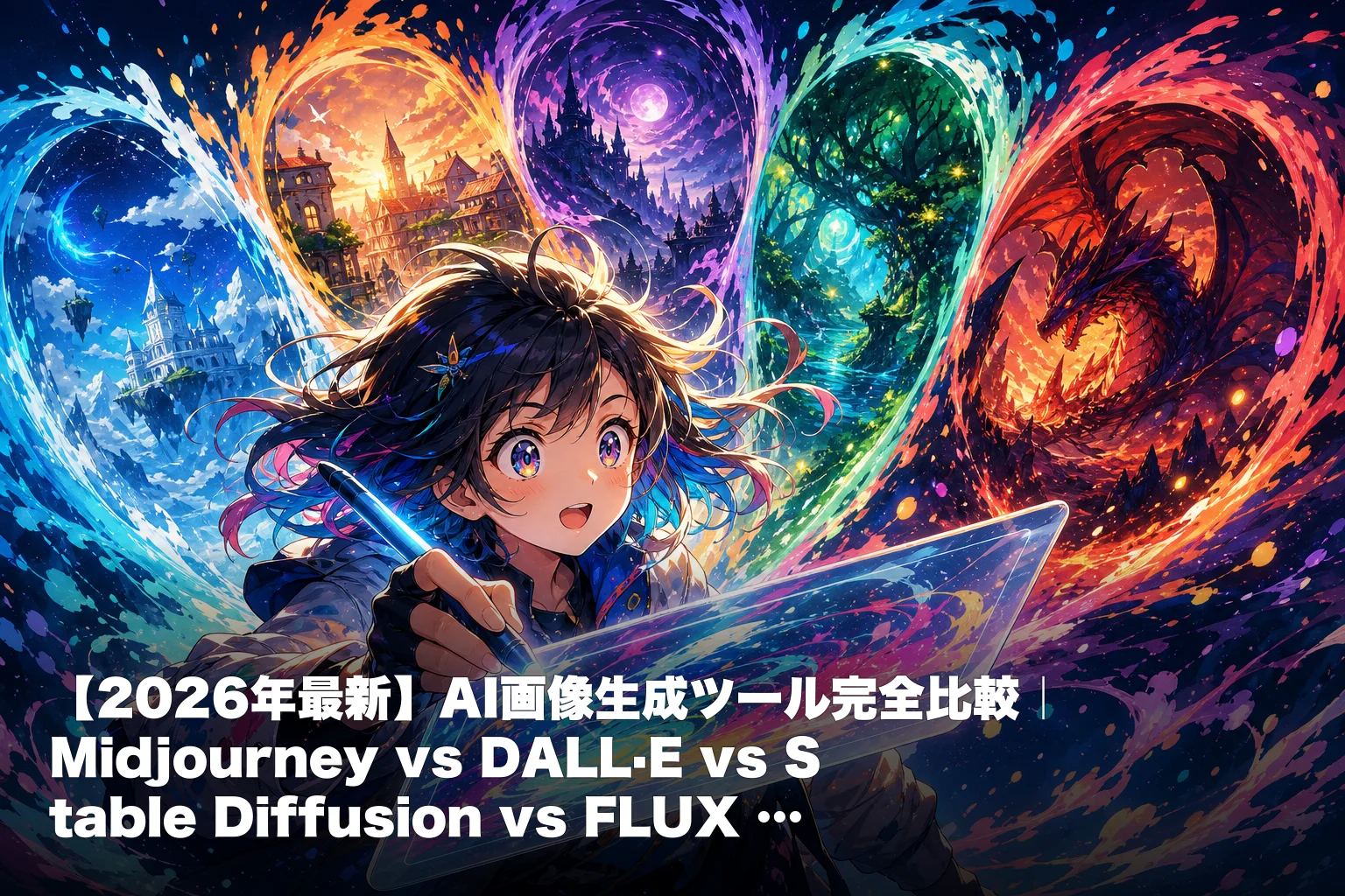 【2026年最新】AI画像生成ツール完全比較｜Midjourney vs DALL·E vs Stable Diffusion vs FLUX vs Ideogram
