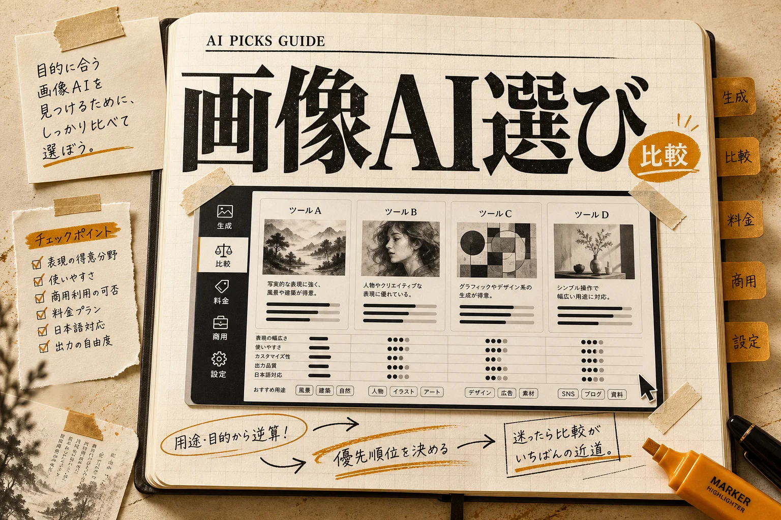 AI画像生成ツールおすすめ比較｜無料と有料の違いと選び方（2026年版）