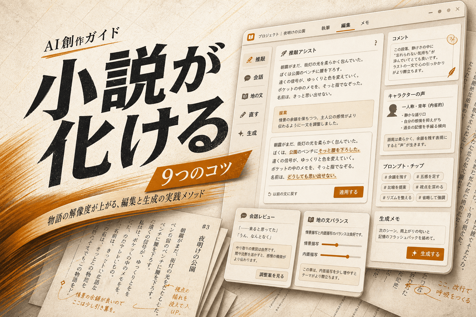 AI小説をプロ品質に見せる9つのコツと失敗の直し方 (2026年版)