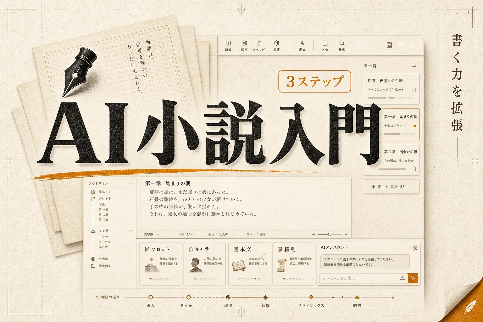 AIで小説を書く完全ガイド — 書き方・プロンプト・おすすめツールと商用化まで