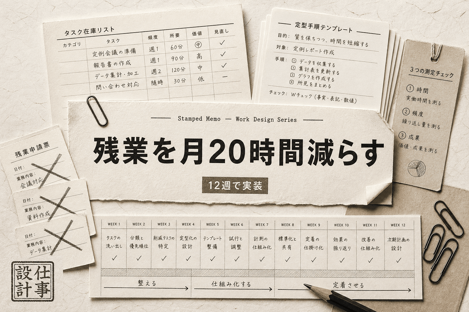 AIで残業を月20時間減らす実装フローと、効果計測でつまずかないコツ
