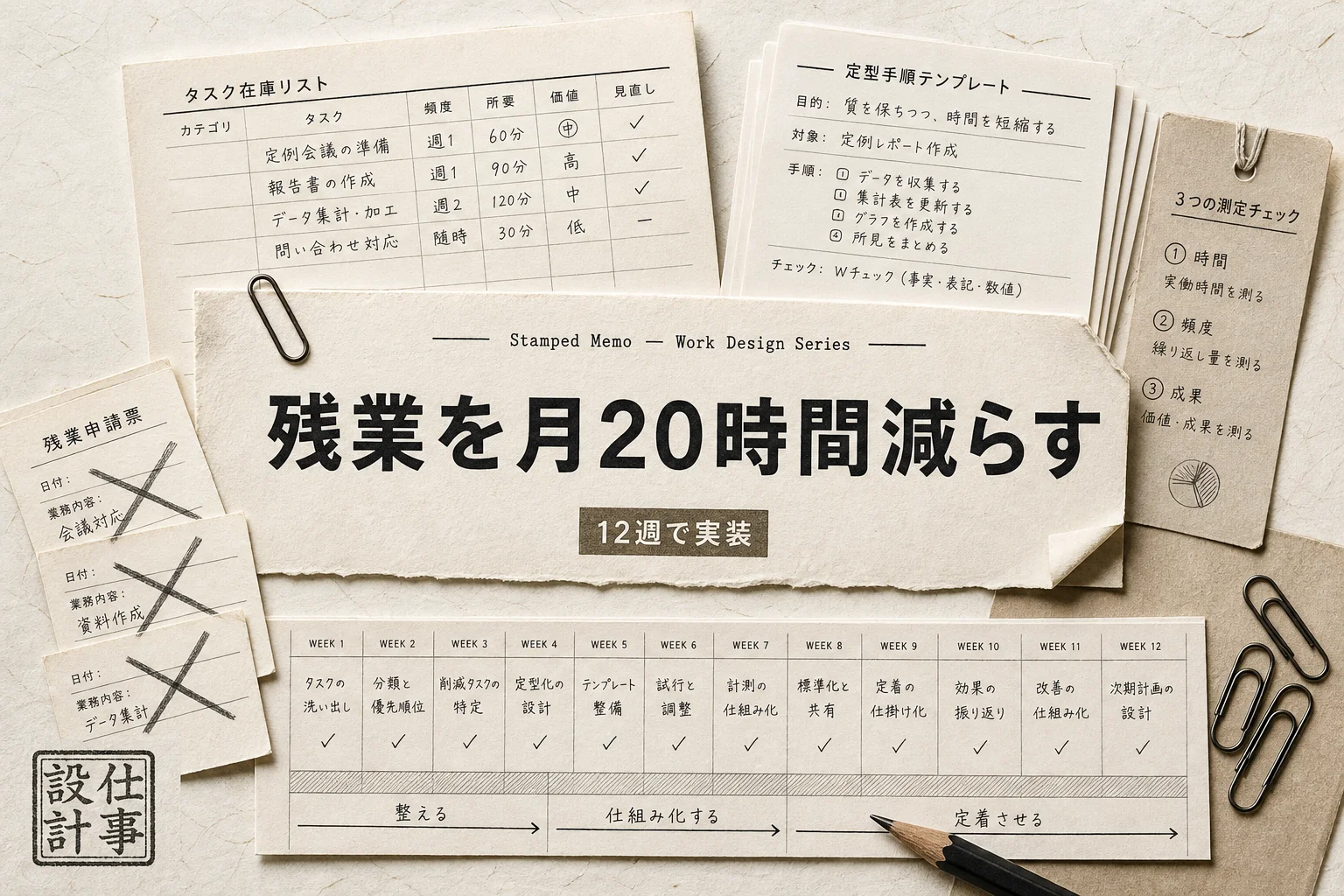 AIで残業を月20時間減らす実装フローと、効果計測でつまずかないコツ