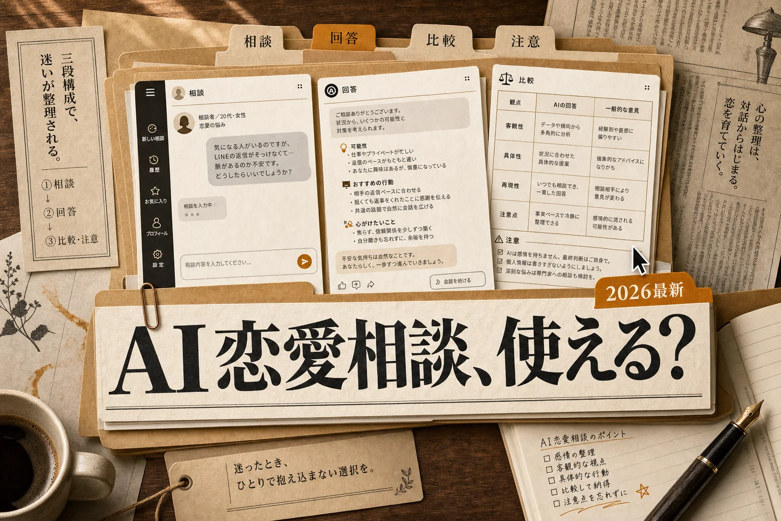 AIに恋愛相談は使える？無料で試せる相手の選び方と限界 (2026年版)