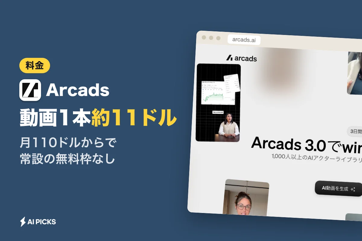 Arcadsの料金プランと実質単価：月110ドルからの価格と無料枠の有無 (2026年版)