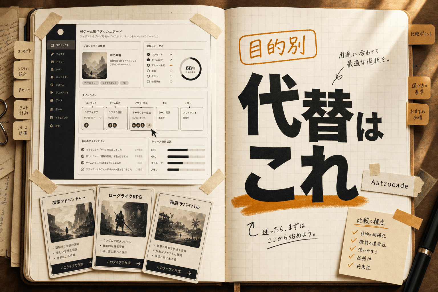 Astrocade 代替の選び方｜無料・オープンソース・日本語対応で比べる (2026年版)