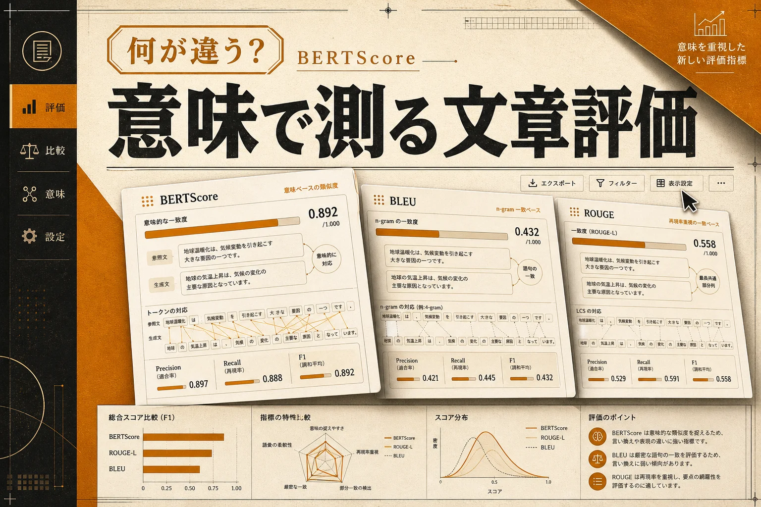 BERTScoreとは？BLEU・ROUGEとの違いと使い方をやさしく解説