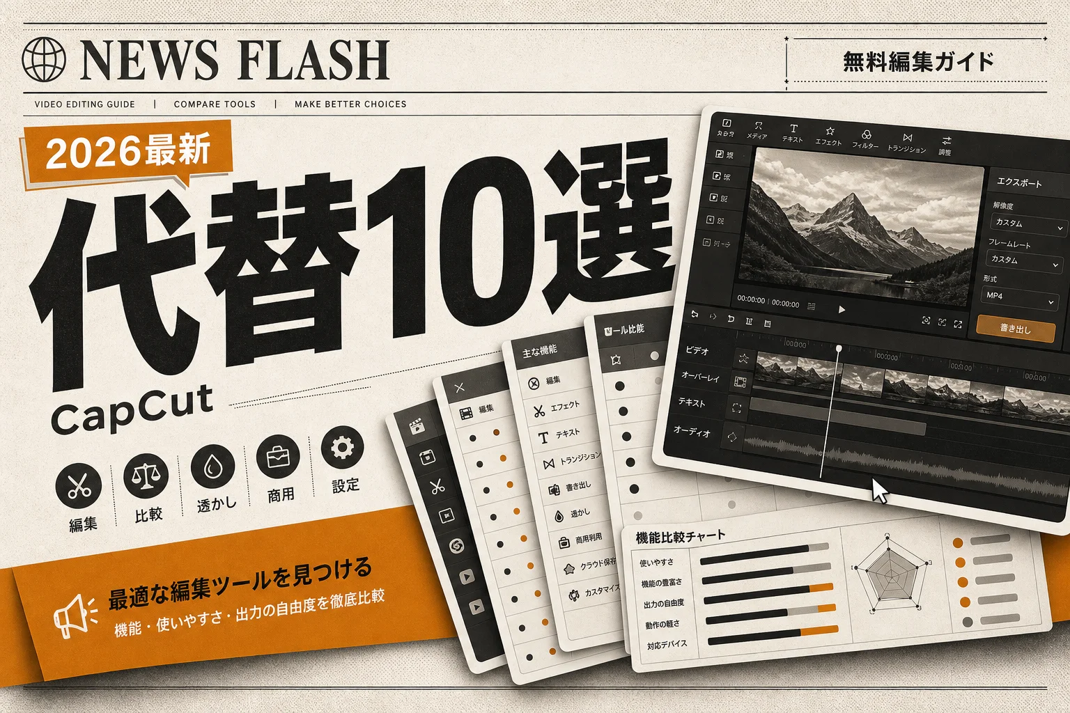 CapCut 代替の無料エディター10選 日本語対応とオープンソースで選ぶ (2026年版)