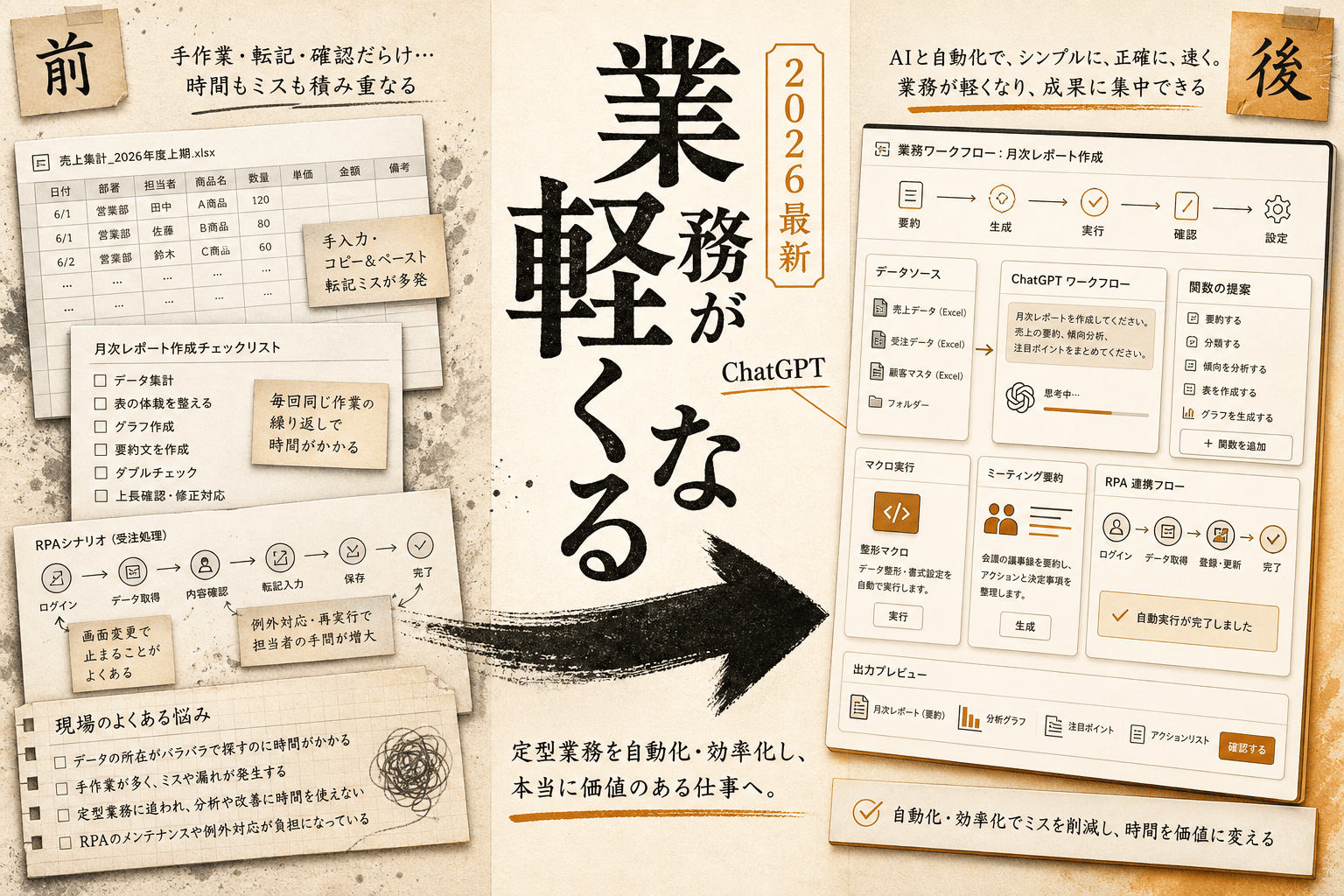 人事のAI業務効率化23事例｜採用・労務・評価を月40時間削る手順 (2026年版)