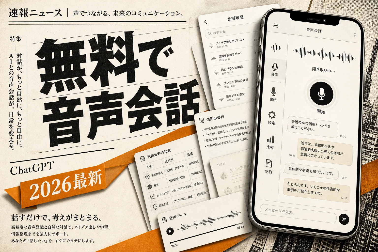 ChatGPT音声会話を無料で使う方法と高度な音声モードの違い（2026年版）