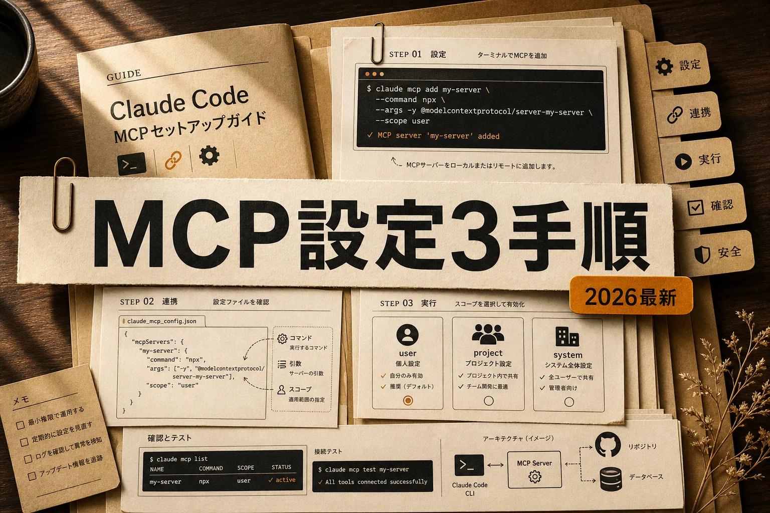 Claude Code MCPの設定3ステップと外部連携の実例(2026年版)