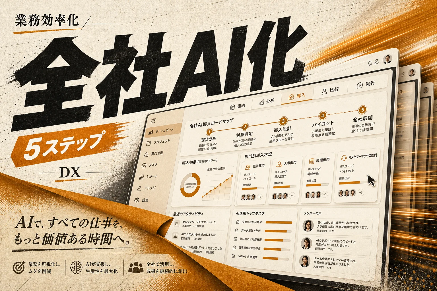 AIで業務効率化を全社へ｜ツール・企業事例・導入5ステップ