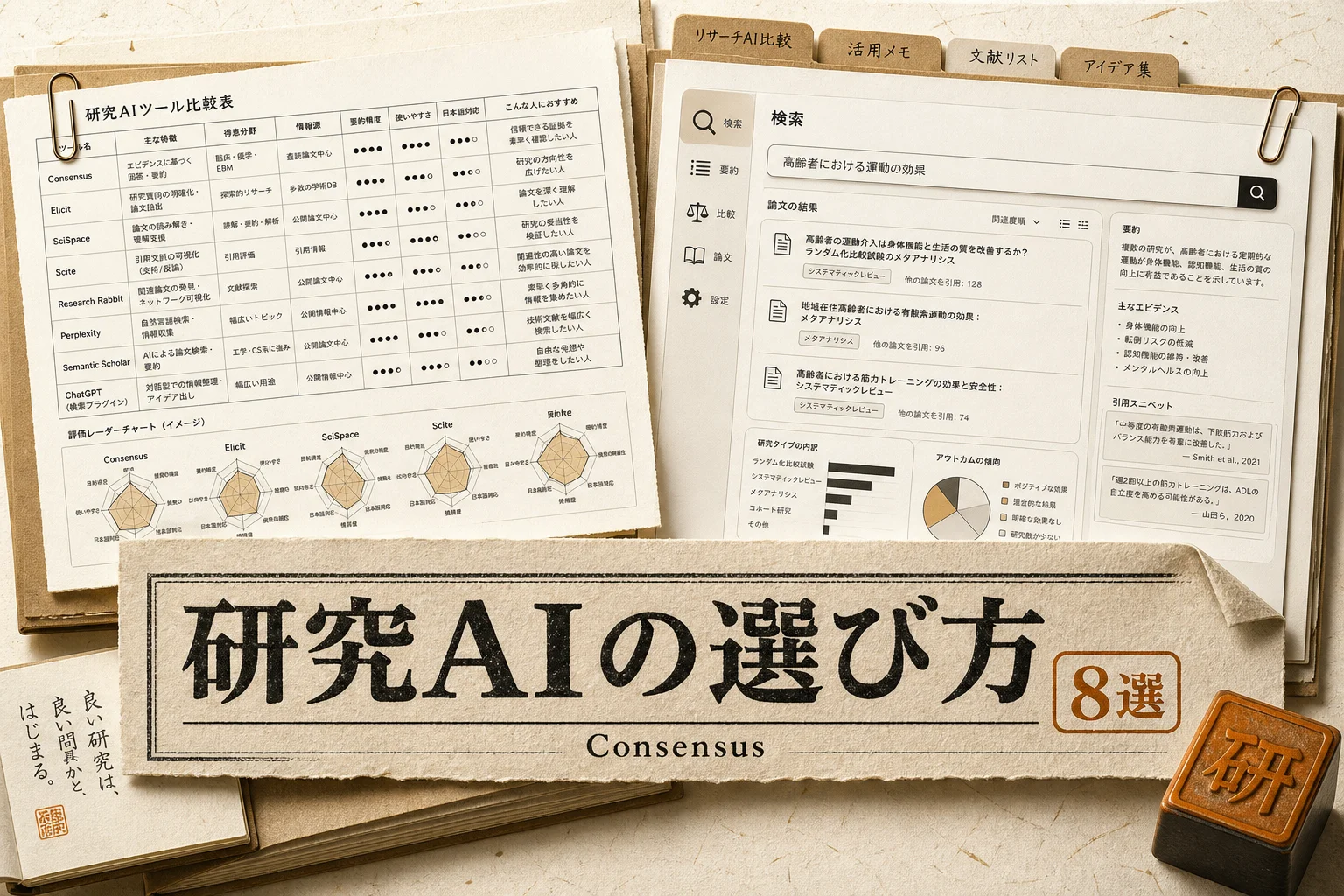 Consensus 代替8選 — 無料・日本語・オープンソースで選ぶ研究AI
