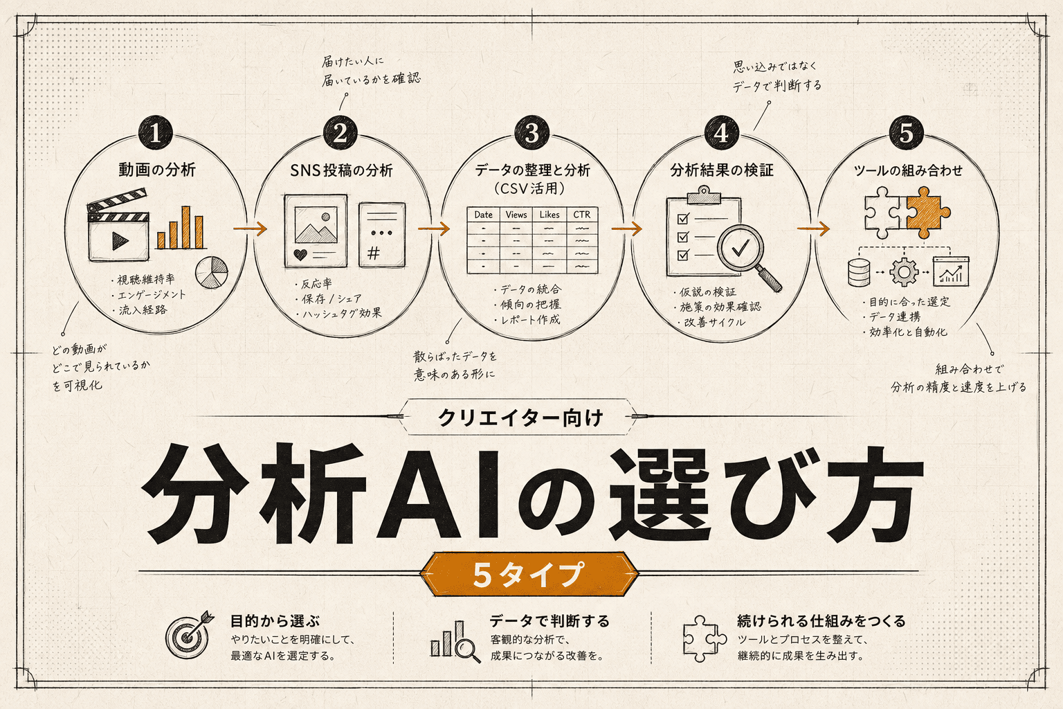 クリエイターのデータ分析AI、月3,000円以下で始める5タイプの選び方 (2026年版)