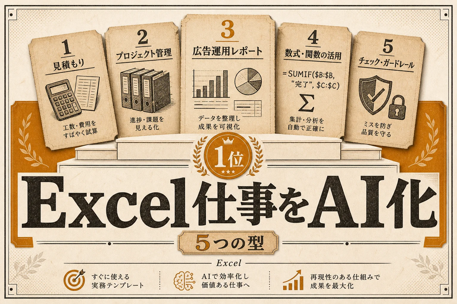 クリエイターのExcel AI活用5つの型と月3,000円以下の始め方 (2026年版)