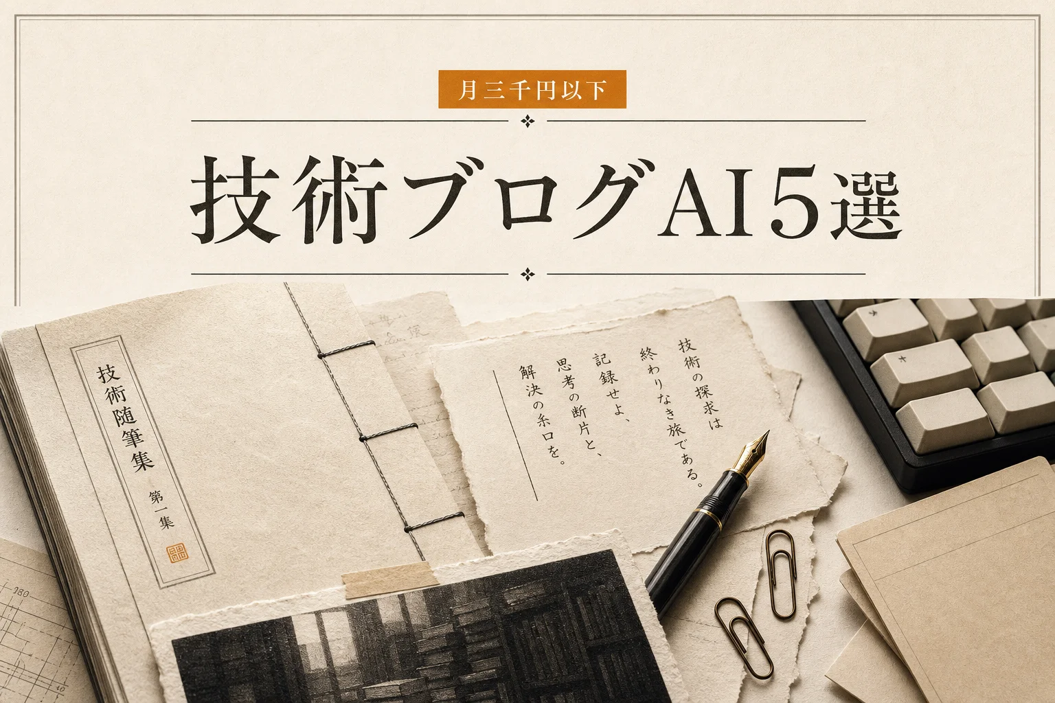 エンジニアのブログ執筆AIおすすめ5選 月3,000円以下で始める選び方 (2026年版)