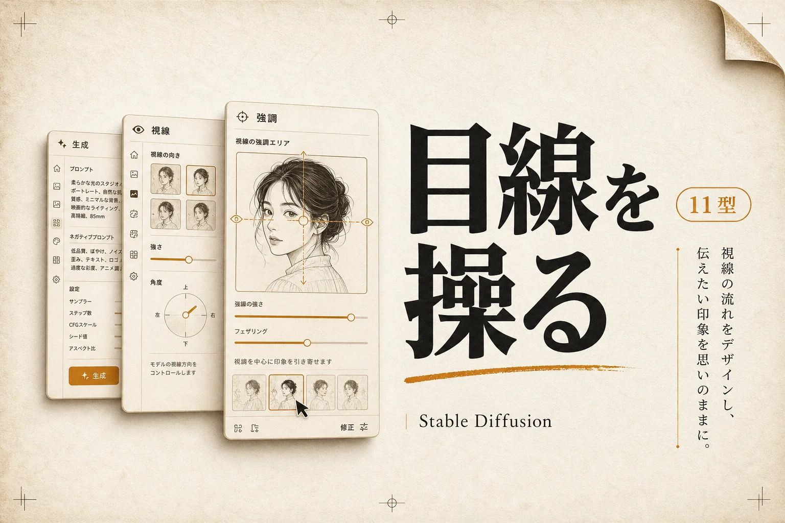 カメラ目線プロンプト完全ガイド｜視線・目線を思い通りに指定する呪文まとめ