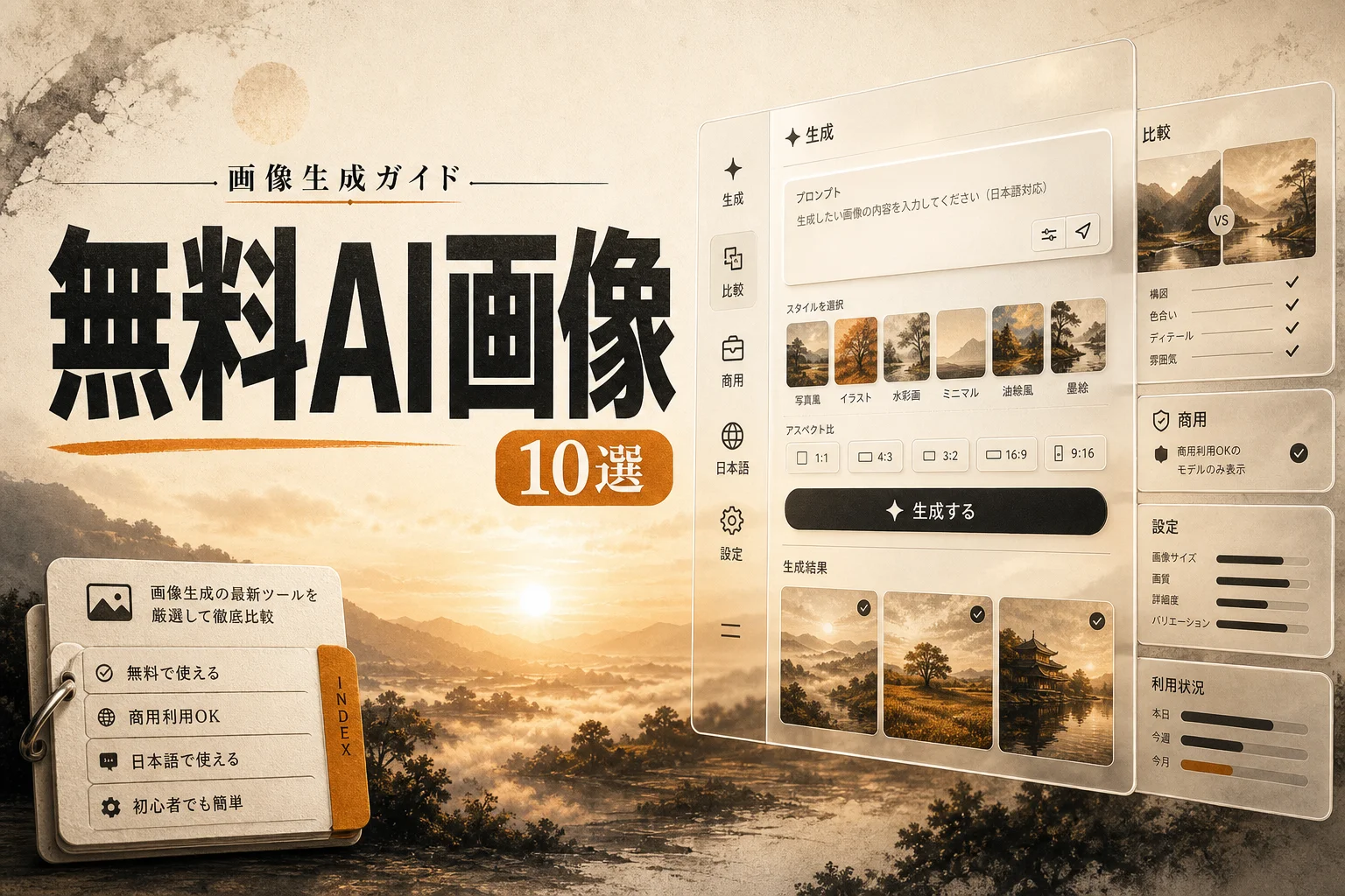 画像生成AIを無料で使う方法とおすすめ10選｜商用利用と料金の比較（2026年版）