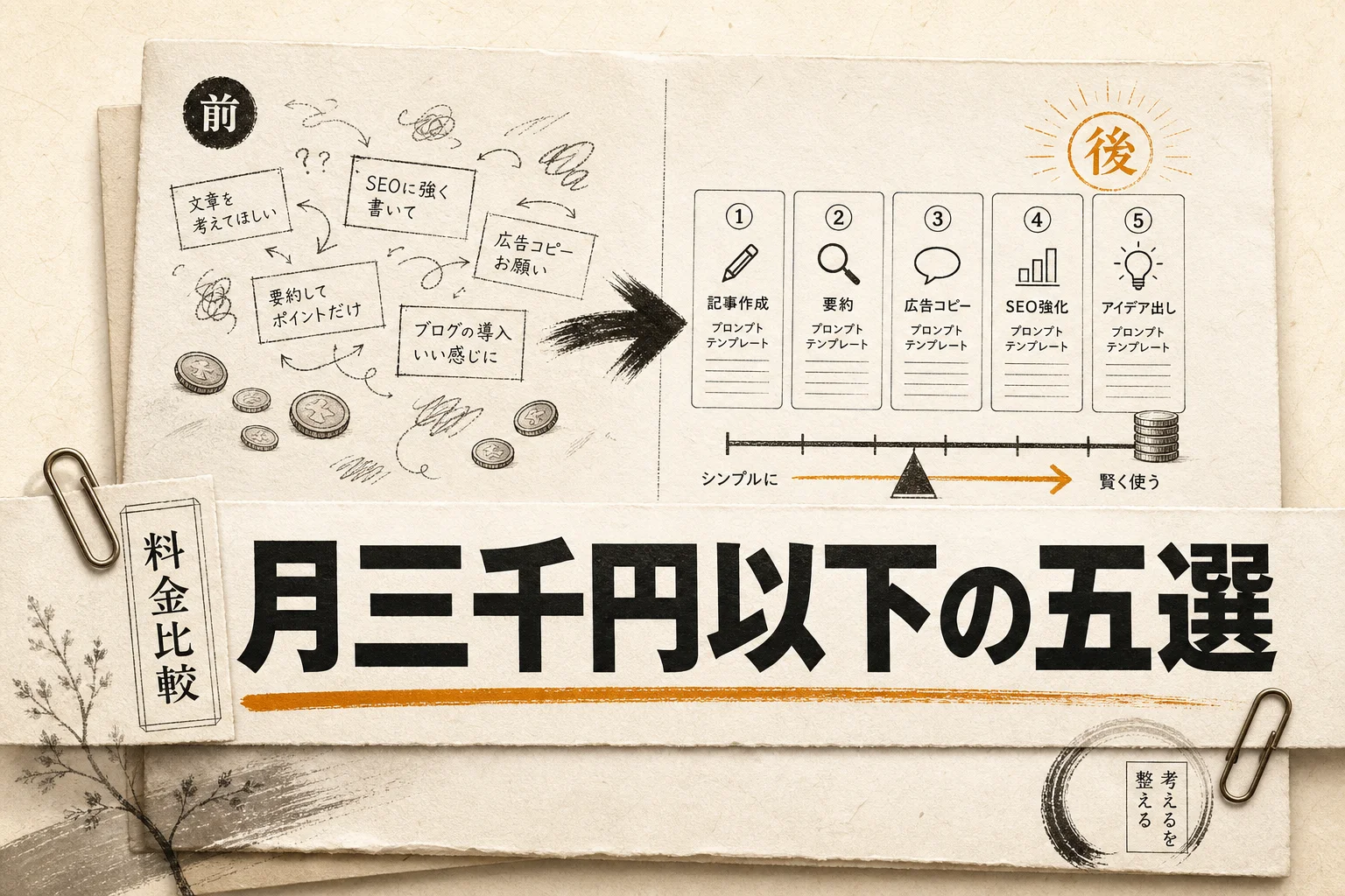 フリーランスのプロンプト設計AI 5選 — 月3,000円以下で選ぶ (2026年版)