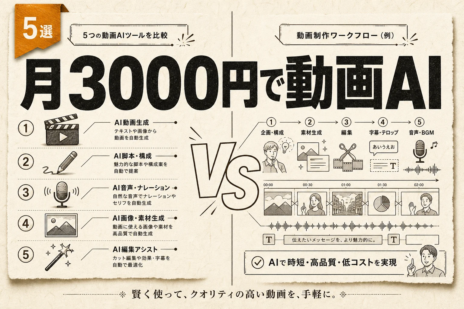 フリーランスの動画AI 5選と月3,000円以下で組む編集環境 (2026年版)