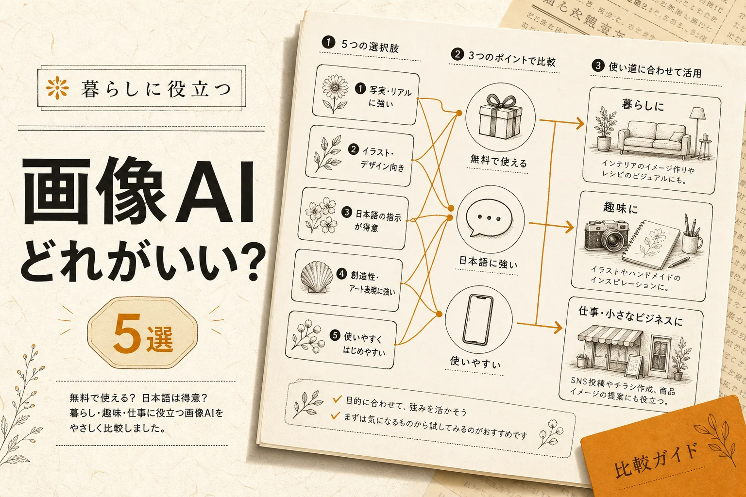 主婦・主夫向け画像作成AIベスト5、月3,000円以下で始める選び方 (2026年版)