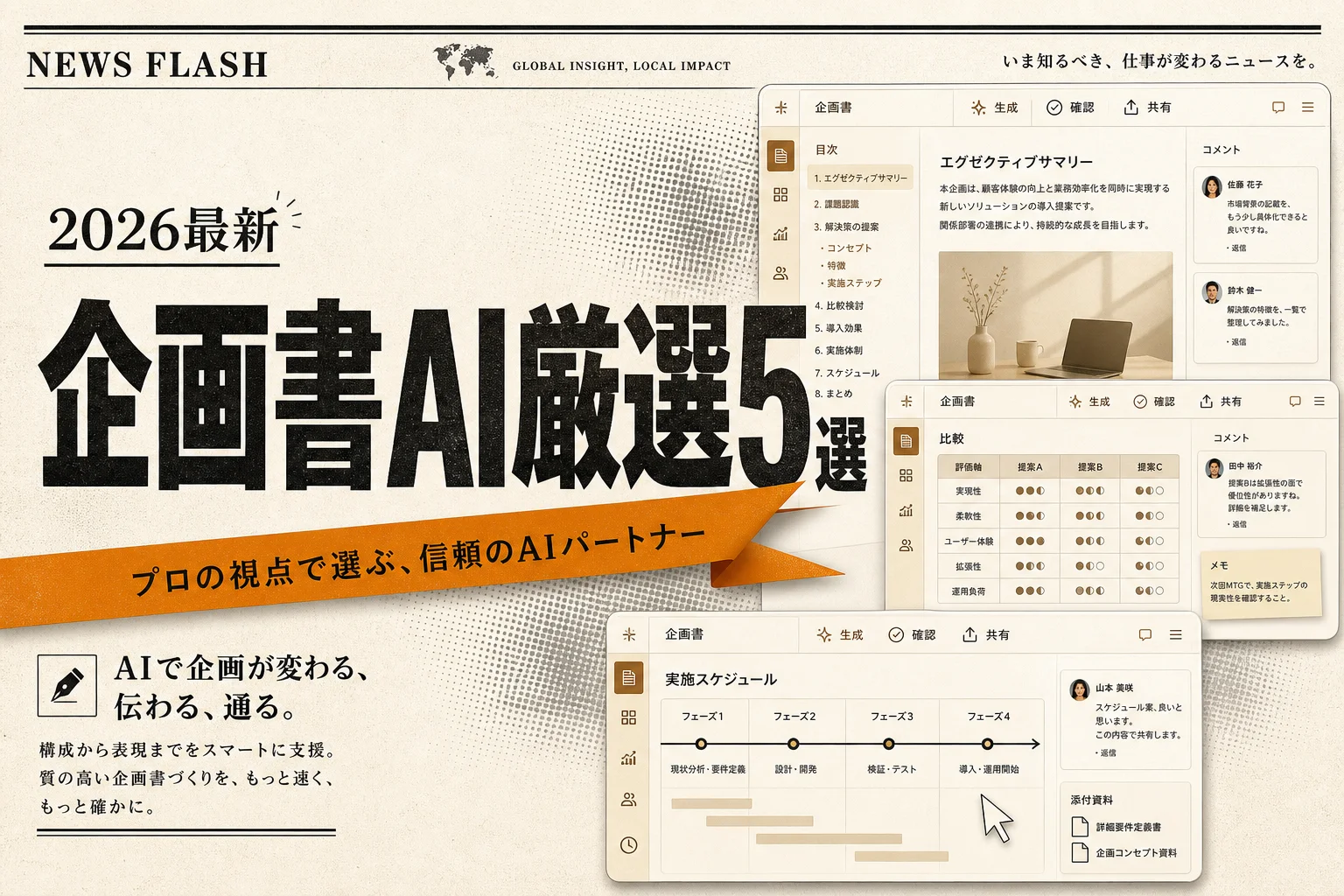 経営者の企画書作成AI 5選 — 月3,000円以下で選ぶ基準 (2026年版)