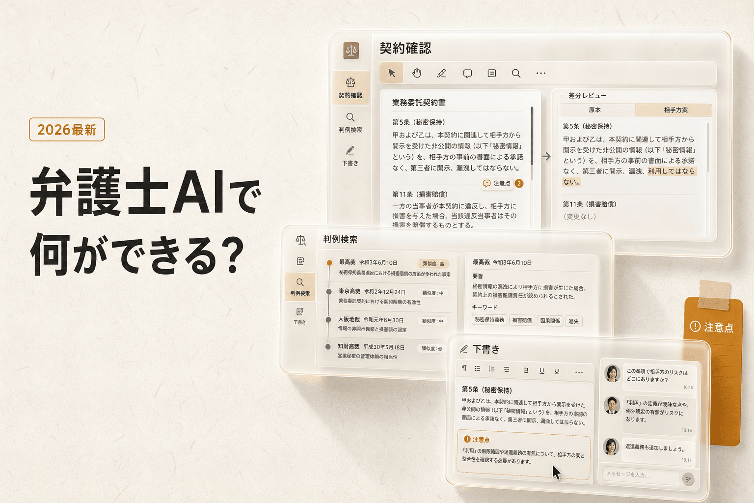 弁護士のAI活用で何ができる？実務での使い道と注意点 (2026年版)