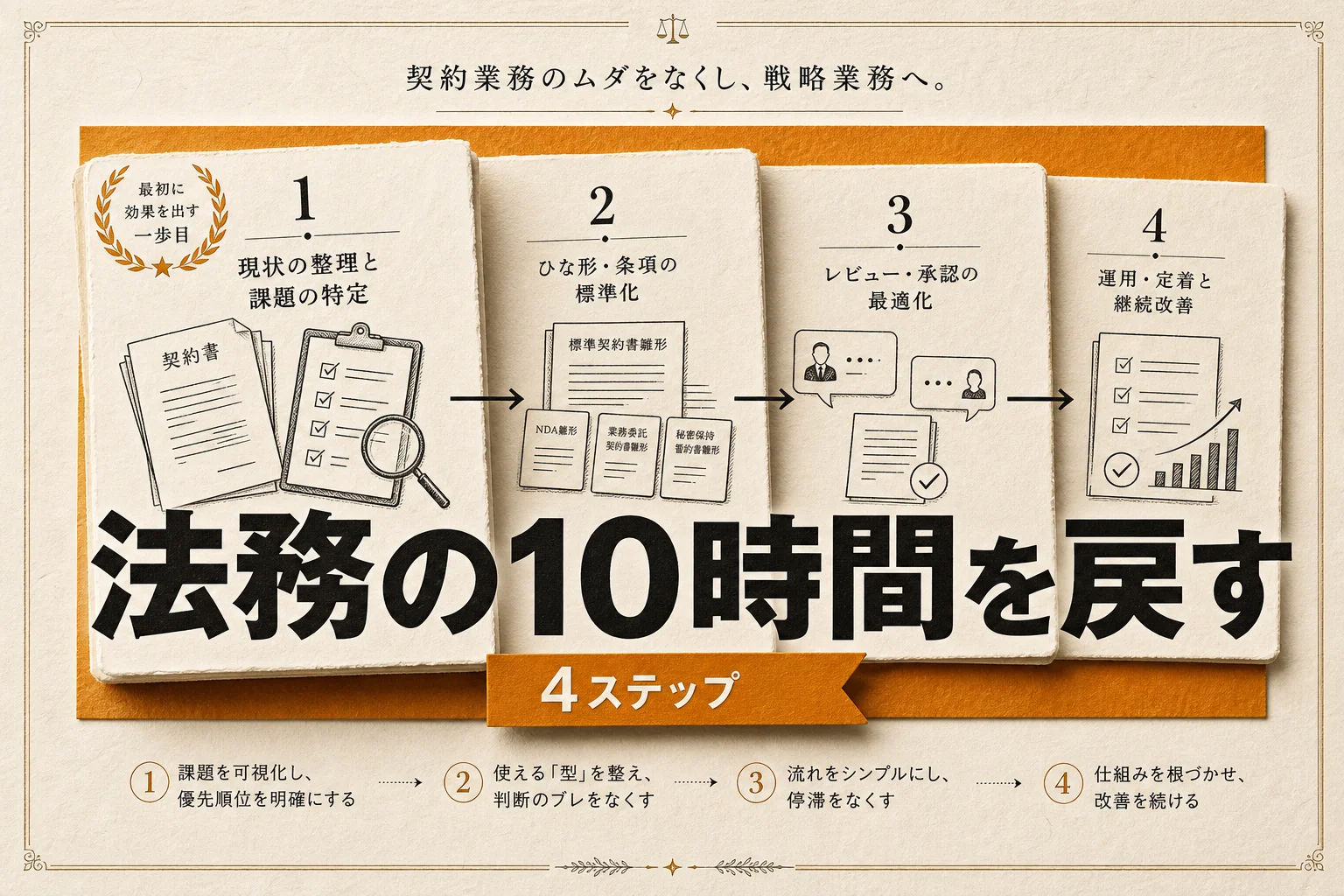 法務のAI業務効率化：月10時間を取り戻す実装4ステップと落とし穴7つ