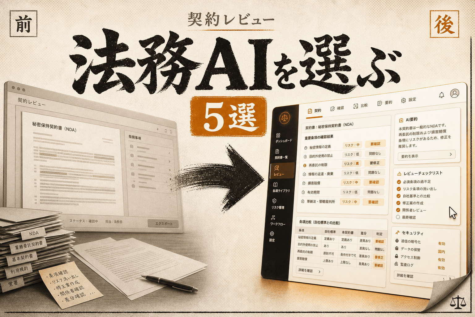 法務向けAIツール比較5選と選び方 実務で効く一本の見極め方 (2026年版)