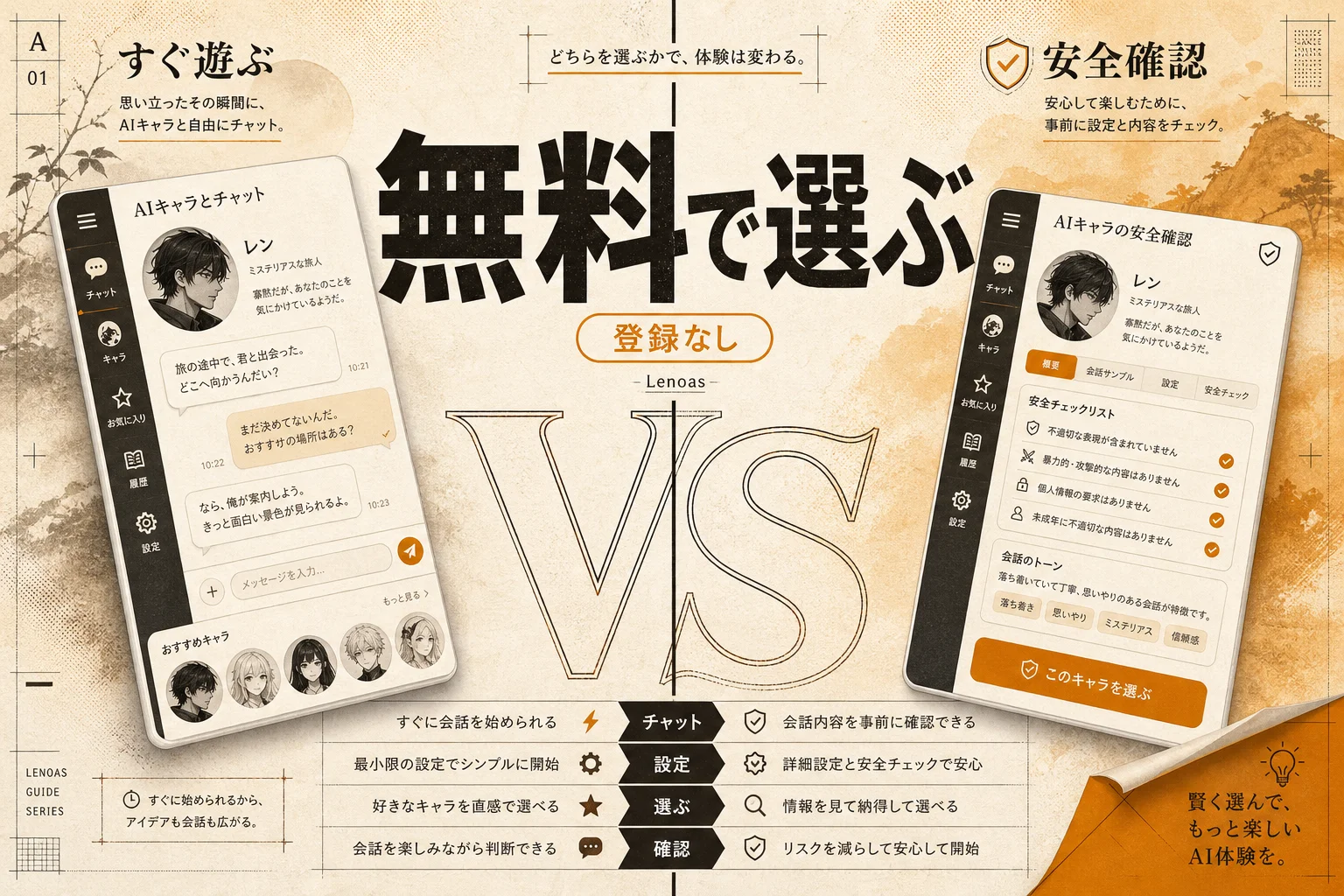 レノアス（Lenoas）とは？無料・登録なしで遊べるAIキャラチャットの使い方と選び方 2026年版