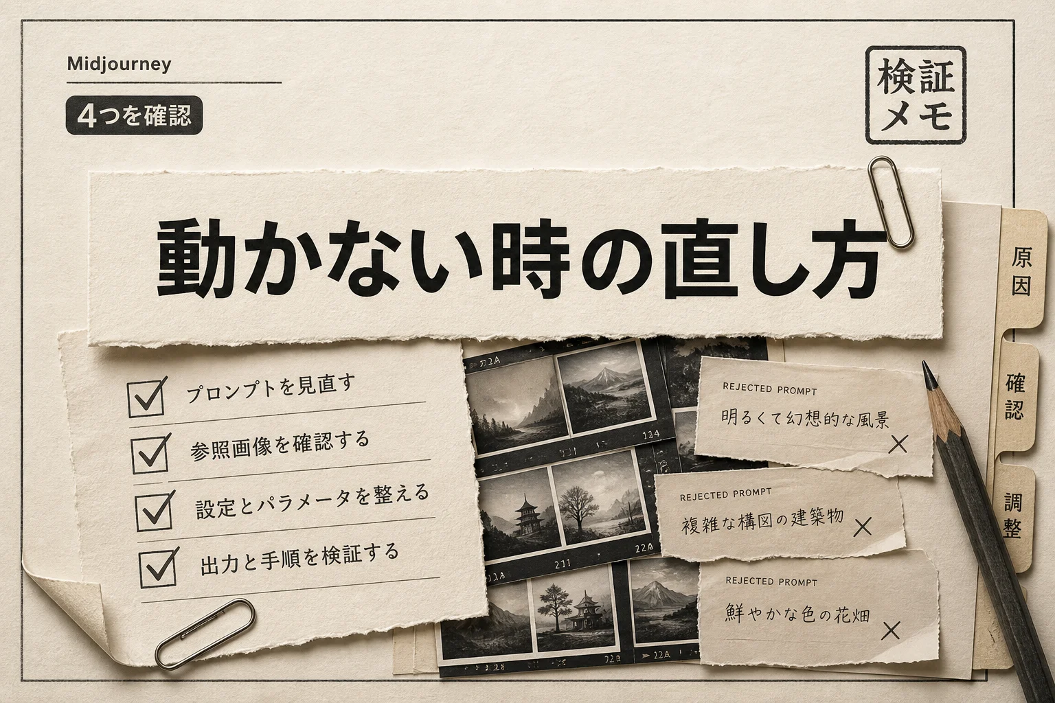 Midjourneyが動かない原因と対処法｜症状別チェックリスト (2026年版)