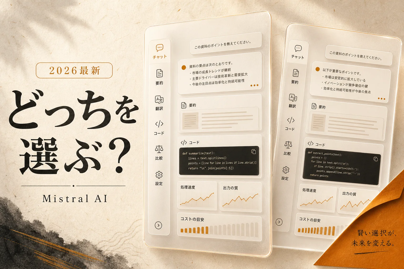 Mistral AIとClaude比較｜性能・コスト・使い分けの答え（2026年版）
