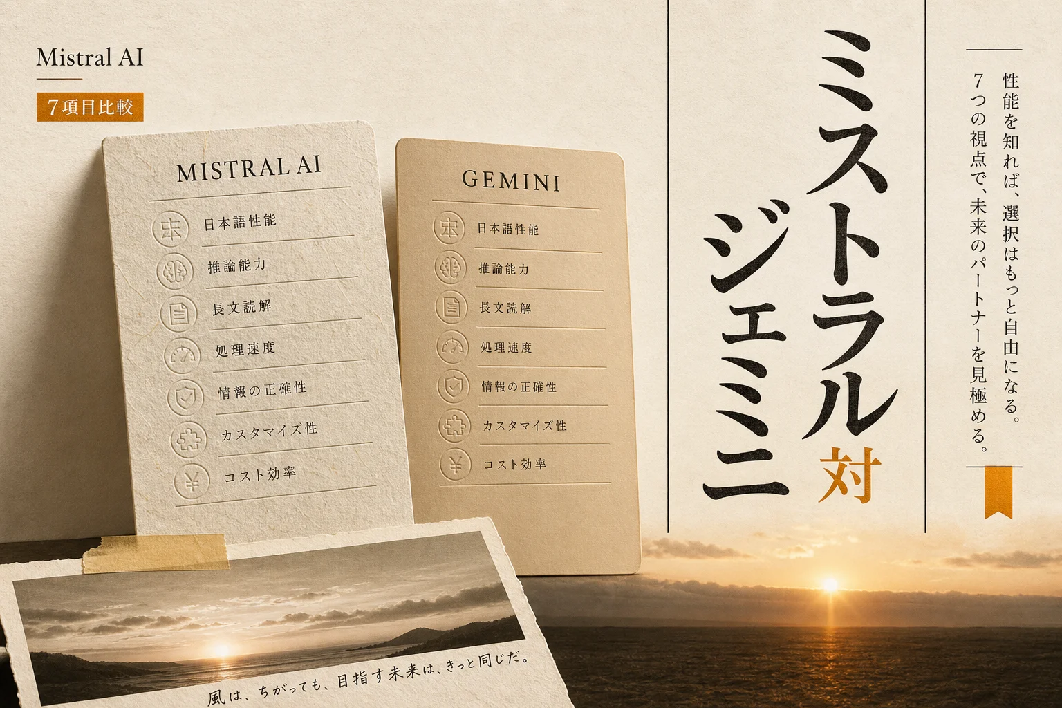 Mistral AIとGeminiを7項目で比較、性能とコストの違いと選び方 (2026年版)