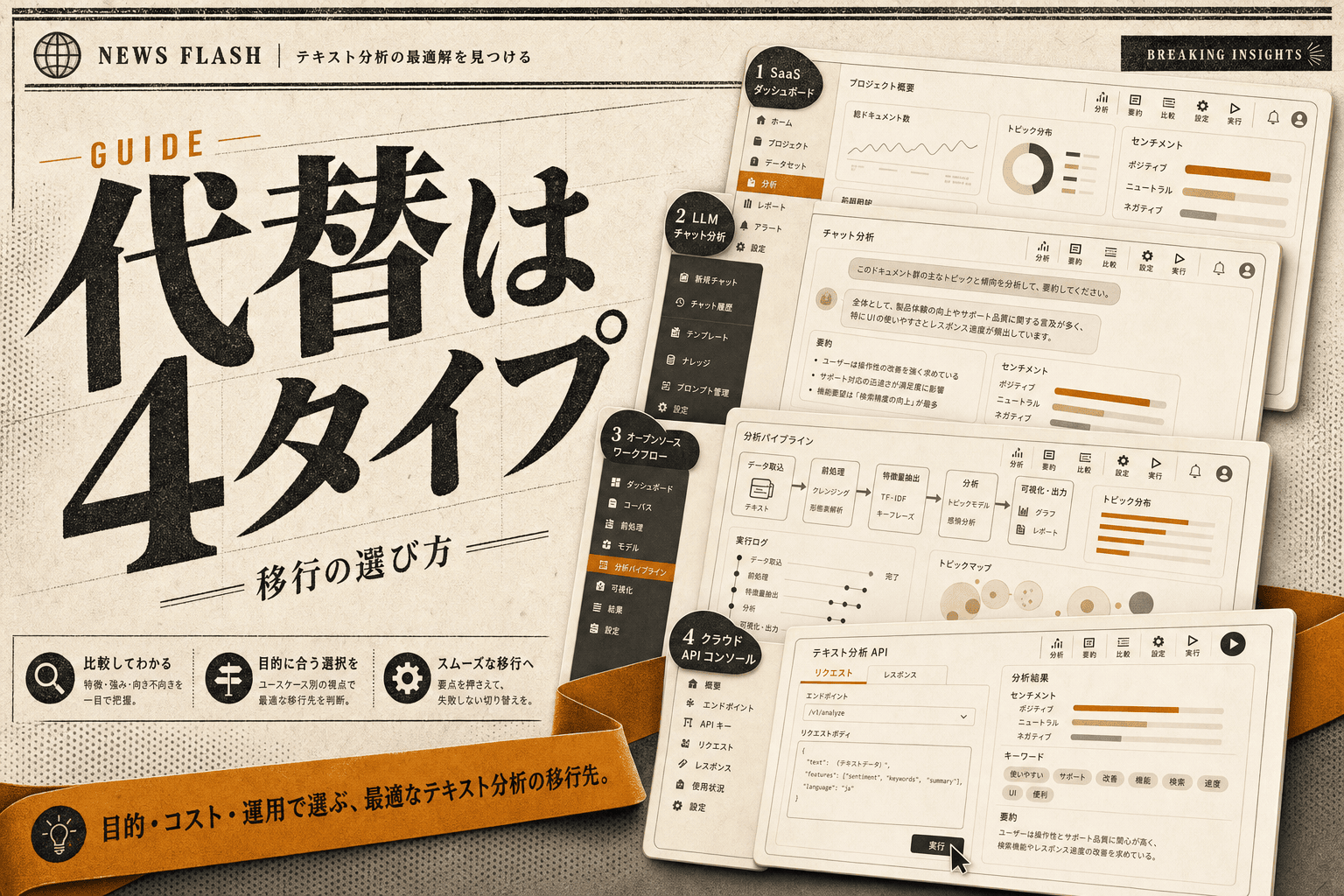 MonkeyLearn 代替の選び方 — 無料・日本語・OSSの4タイプ比較 (2026年版)
