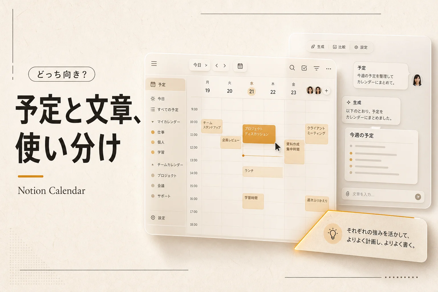 Notion CalendarとChatGPTを比較｜性能とコストの違いと使い分け (2026年版)