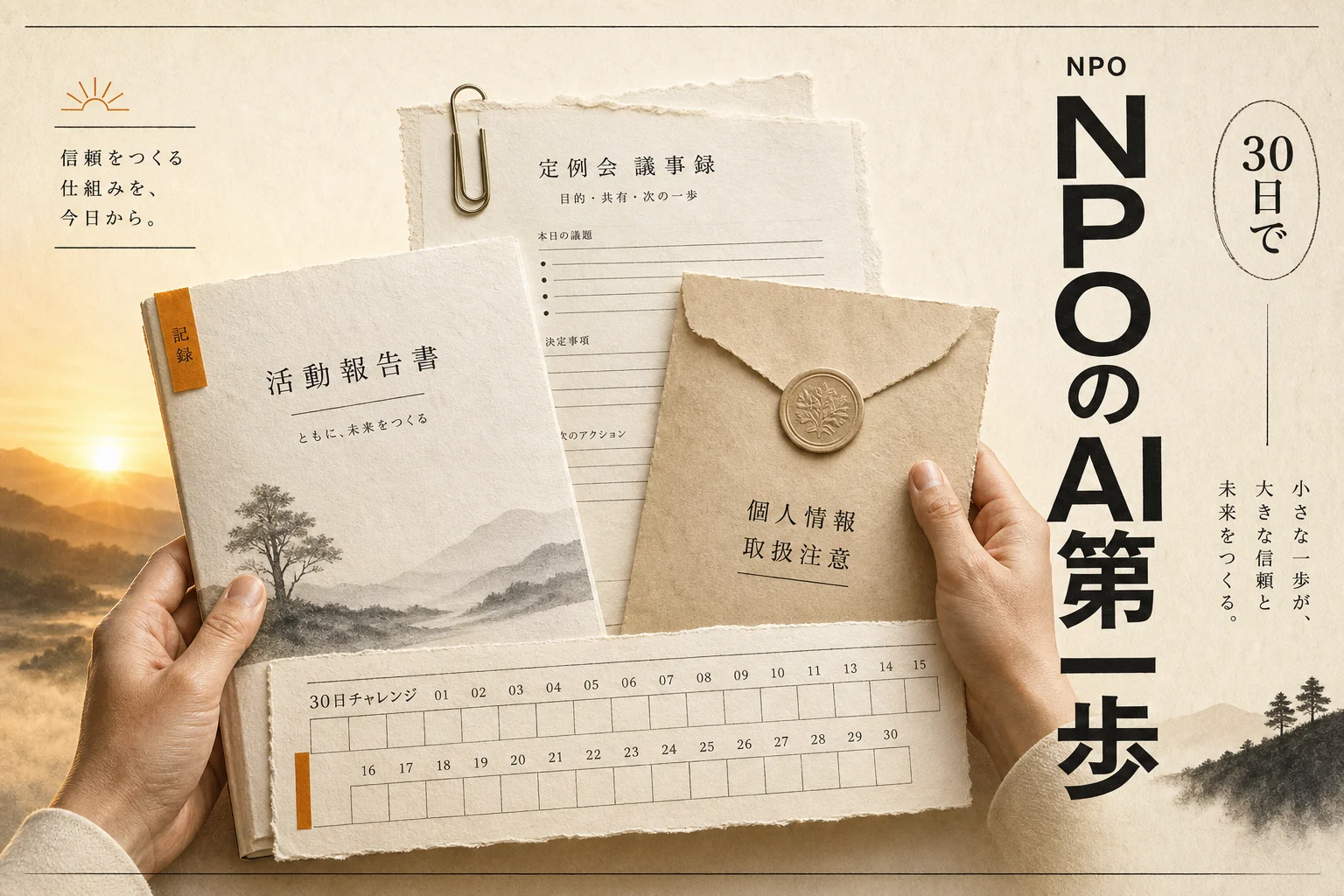 NPOのAI始め方。月1万円以下で選ぶ最初の1本と30日プラン (2026年版)