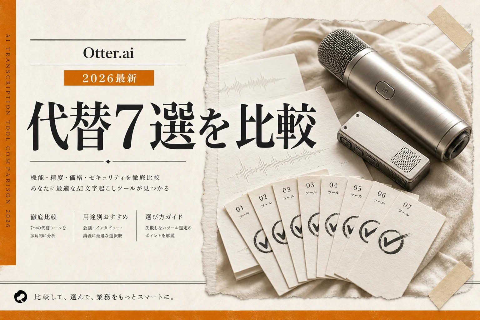 Otter.ai 代替ツール7選 無料・日本語対応・OSSまで比較 (2026年版)
