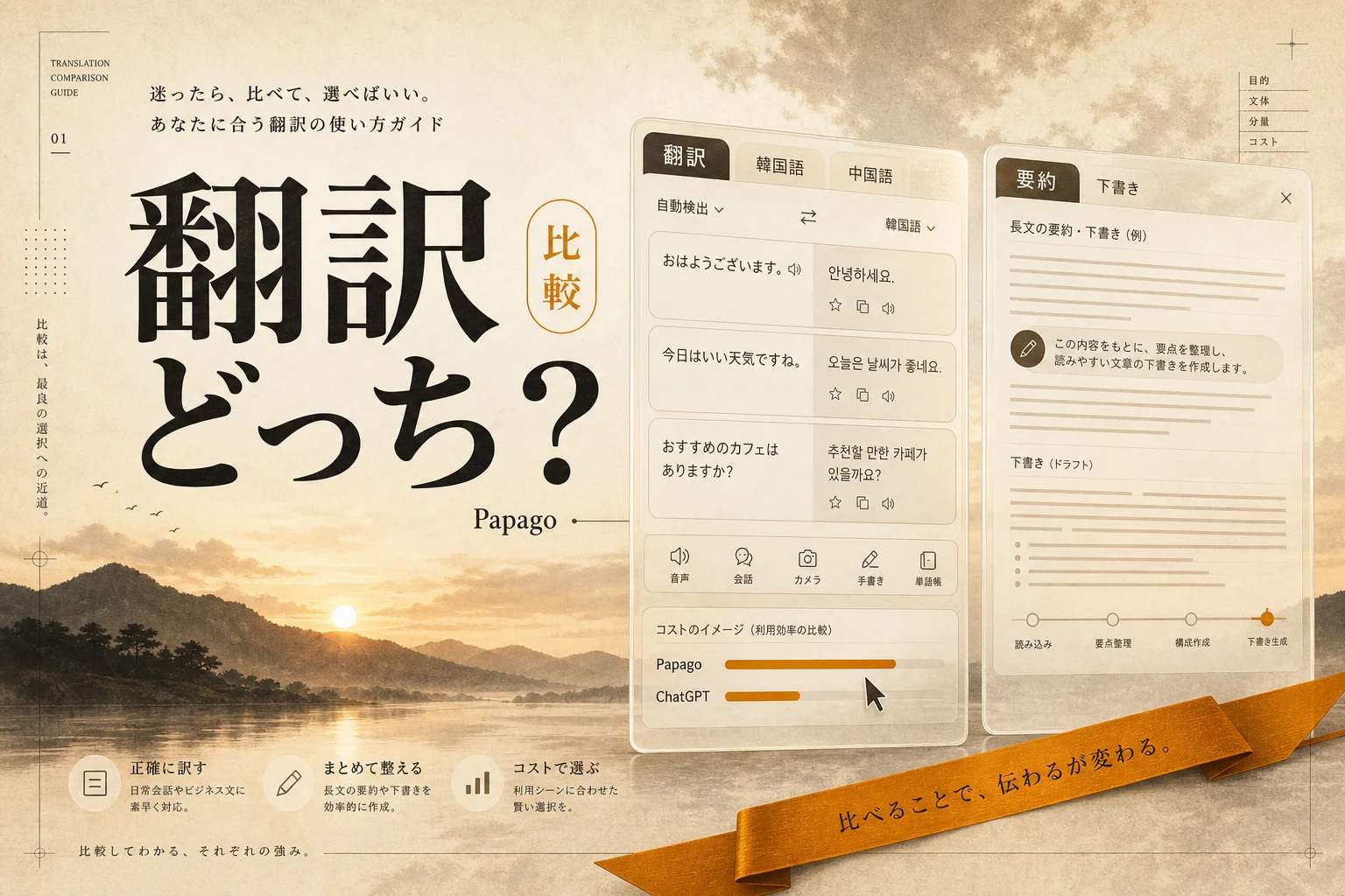 PapagoとChatGPT翻訳を比較｜性能とコストで選ぶなら（2026年版）