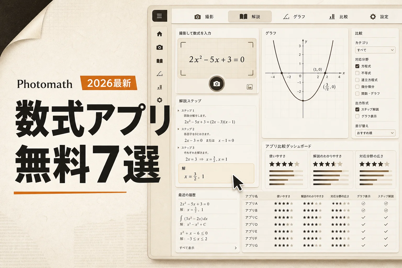 Photomath 代替アプリ7選、無料・日本語対応で数式を解く (2026年版)