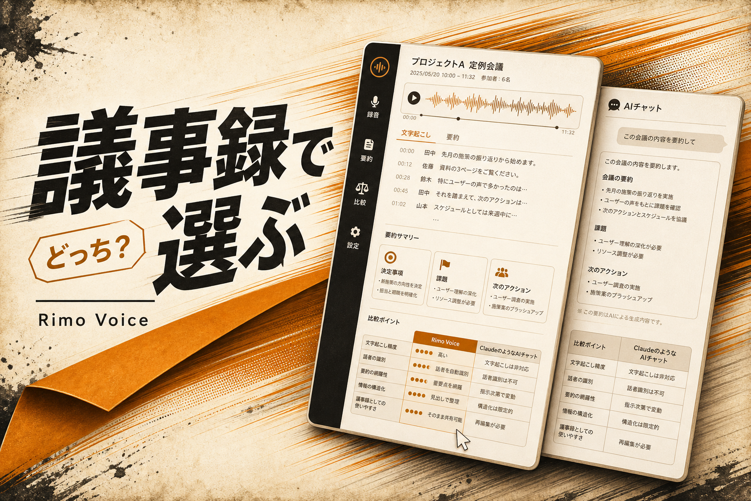 Rimo VoiceとClaudeを比較｜文字起こしはどっち？性能とコストで選ぶ (2026年版)