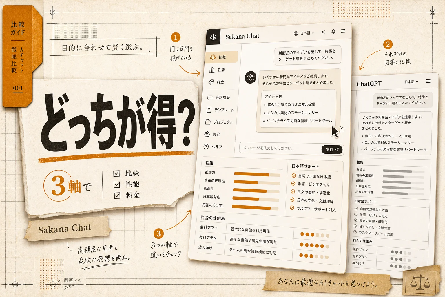 Sakana ChatとChatGPTを徹底比較｜性能・コスト・日本語力で選ぶ答え (2026年版)