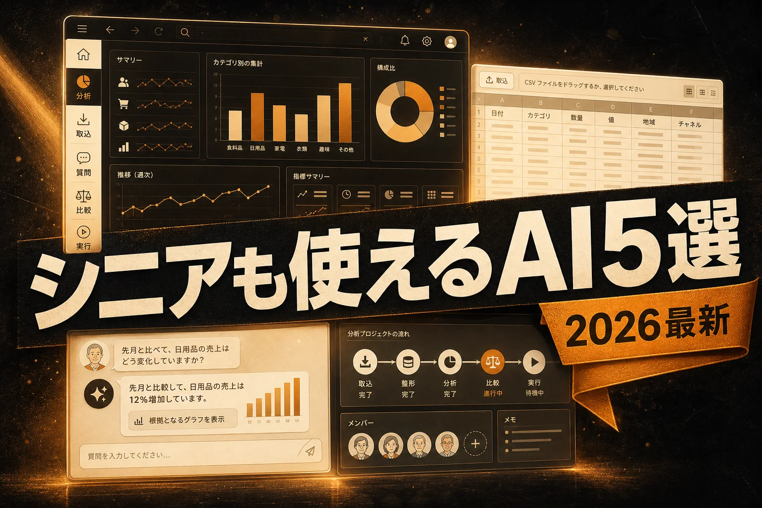 シニア向けデータ分析AIベスト5 月3,000円以下で始める選び方 (2026年版)