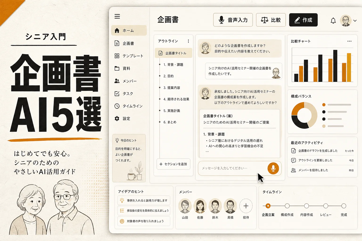 シニア向け企画書作成AI 5選 月3,000円以下で始める選び方 (2026年版)