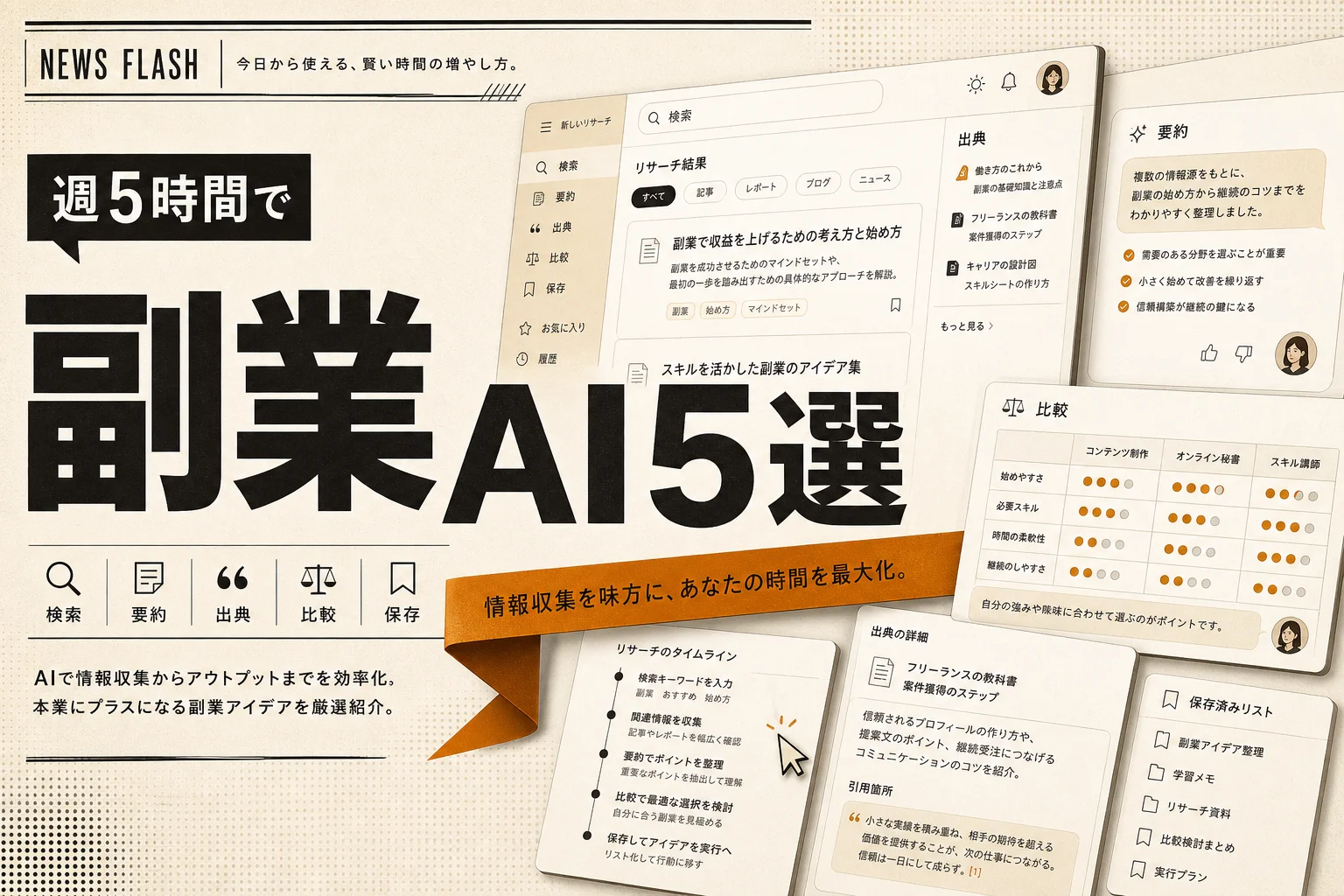 副業会社員のリサーチAIベスト5 月3,000円以下で組む選び方 (2026年版)