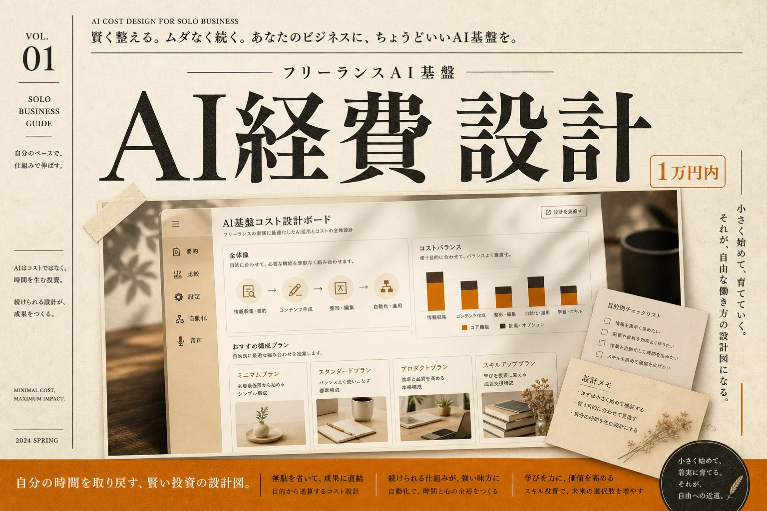 個人事業主の生成AI導入、月1万円以内で組む業務基盤の作り方 (2026年版)
