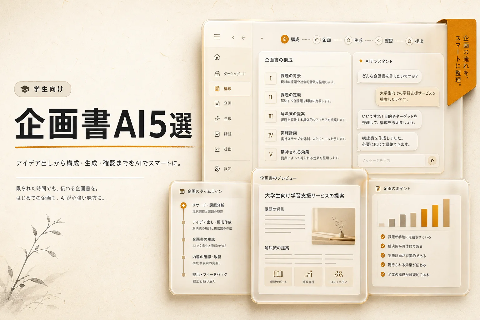 学生の企画書づくりに強いAI5選と月3,000円で回す手順 (2026年版)