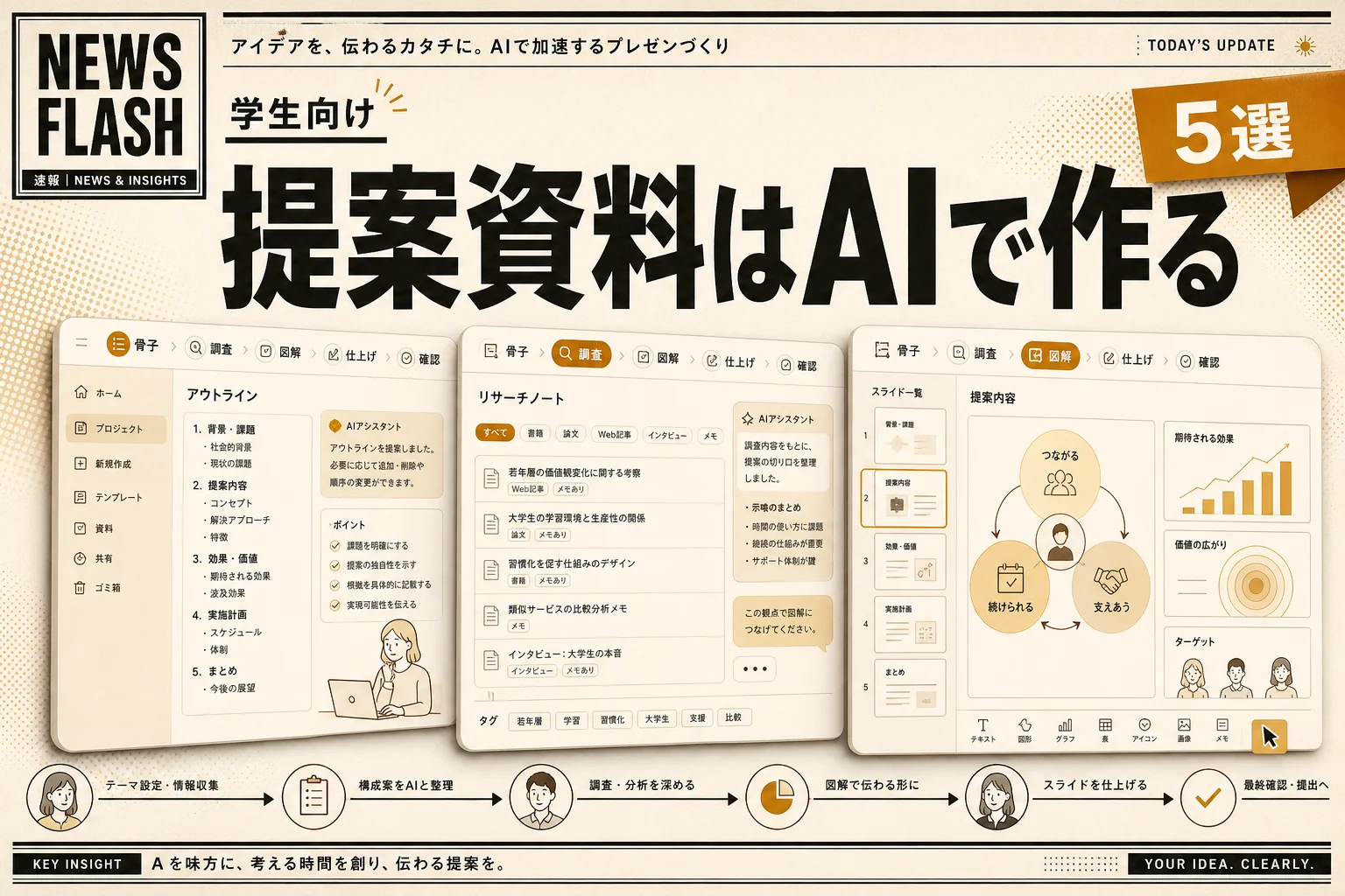 学生の提案資料作りに効くAIベスト5と月3,000円以下の始め方 (2026年版)