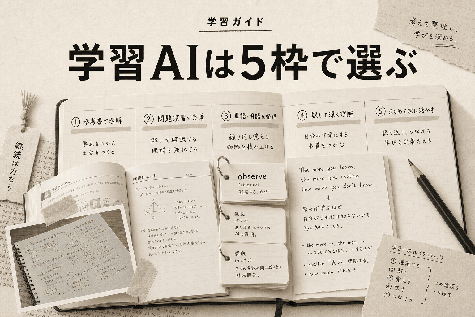 学生の学習AIは5つの枠で選ぶ。月3,000円以下の組み合わせ方（2026年版）